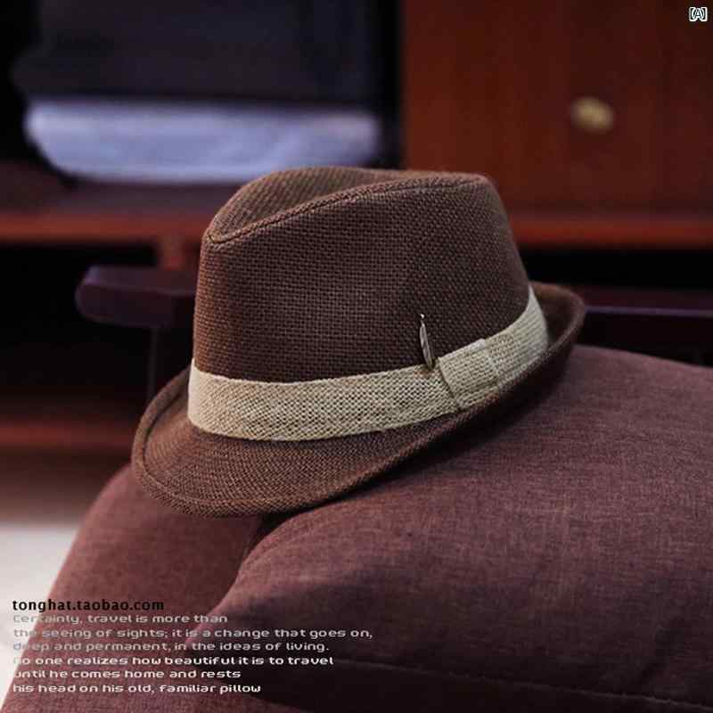 麻 帽子 レディース 春夏 韓国 ビーチ 麦わら 小柄 カール 英国 レトロ ファッション ジャズ かわいい