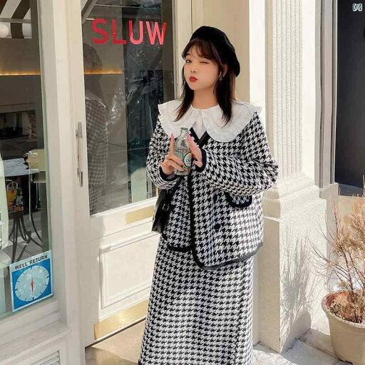 レディース ファッション たり 春秋 用 大きめ サイズ 婦歳 服 スリム 体型カバー 小柄 香り 千鳥格子 2点セットアップ可能 ドレス レディース ファッション たり 春秋 用 大きめ サイズ 婦歳 服 スリム 体型カバー 小柄 香り 千鳥格子 2点セットアップ可能 ドレス