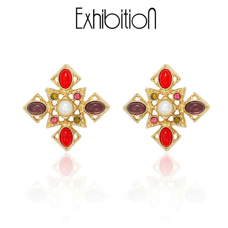 レディース　ファッション　アクセサリー　上品　 クロス レトロ イヤリング レディース 耳 クリップ し ピアス