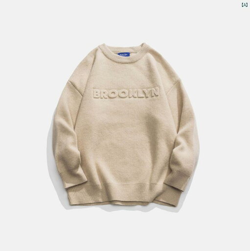 メンズ ファッション オシャレ かっこいい 無地 スチール レター プリント 冬 セーター 厚手 ラウンドネック メンズ ファッション オシャレ かっこいい 無地 スチール レター プリント 冬 セーター 厚手 ラウンドネック