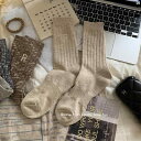 韓国 韓国雑貨 インテリア 小物 太 糸 刺繍 R メンズレディース 秋冬 雑貨 ドット ミモレ ソックス カジュアル パイルソックス ロング あったか カップル