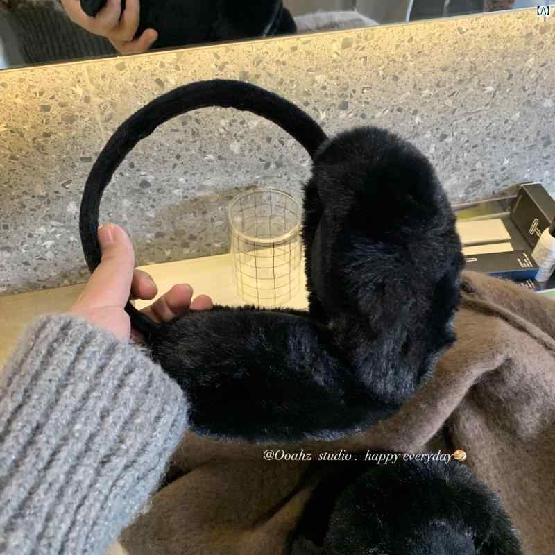 韓国　韓国雑貨　インテリア　小物 冬 ぬいぐるみ 暖かい イミテーション ウサギ 毛皮 イヤーマフ かわいい イヤー バッグ 耳保護 折りたたみ