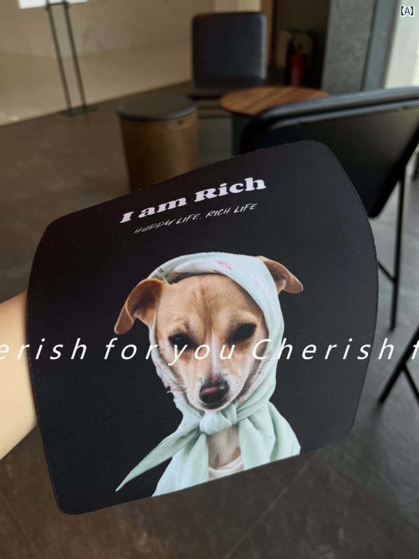韓国　韓国インテリア　小物　オシャレ リッチ ドッグプリント マウスパッド シンプル 生地 滑らか 厚手 イン ブラック