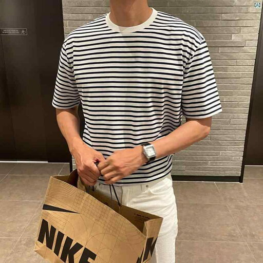 メンズ ファッション 韓国ファッション オシャレ 韓国 ストライプ Tシャツ メンズ 半袖 韓国 カジュアル コットン ボトム シャツ 夏 ラウンドネック トップ メンズ ファッション 韓国ファッション オシャレ 韓国 ストライプ Tシャツ メンズ 半袖 韓国 カジュアル コットン ボトム シャツ 夏 ラウンドネック トップ