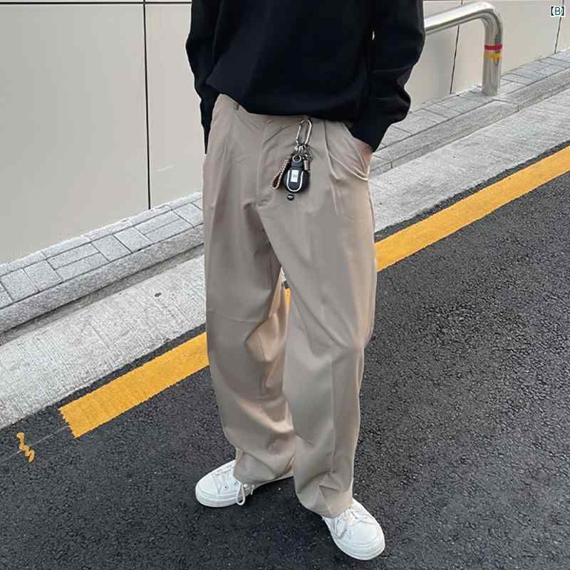 メンズ　ファッション　韓国ファッション　オシャレ　韓国 秋新 ドレープ スーツ パンツ ワイド レッグ 韓国 ストレート 通勤 カップル