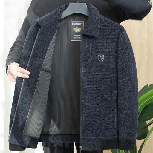 お父さん 春秋 男性 シェニール ウール ジャケット カーディガン コートお じいちゃん トップス お父さん 春秋 男性 シェニール ウール ジャケット カーディガン コートお じいちゃん トップス