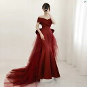 レディース ファッション オシャレ ドレス 2次会 ワンショルダー トースト ドレス 花嫁 結婚式 レッド ハイエンド フィッシュ テール スカート イブニングドレス レディース 婚約(4)
