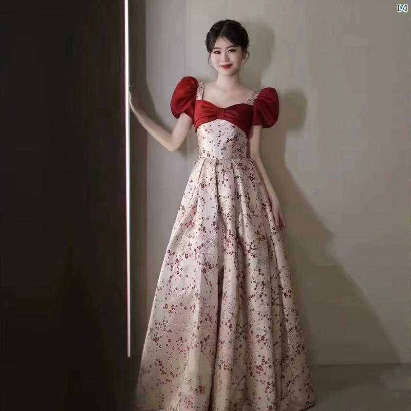 フレンチ ブライダル トースト ドレス ハイエンド 婚約 結婚式 プリンセス イブニングドレス ロング