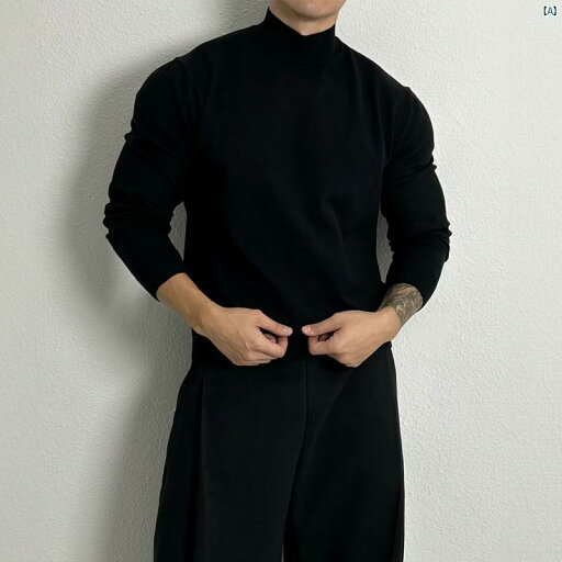 メンズ ファッション 韓国ファッション オシャレ 韓国 ブラック ハーフ タートルネックセーター 長袖 Tシャツ 男性用 秋 韓国 ハイエンド シンプル タイトフィット シャツ メンズ ファッション 韓国ファッション オシャレ 韓国 ブラック ハーフ タートルネックセーター 長袖 Tシャツ 男性用 秋 韓国 ハイエンド シンプル タイトフィット シャツ