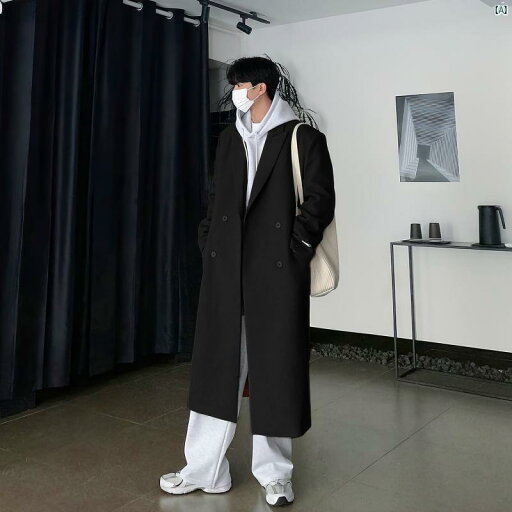 メンズ ファッション 韓国ファッション オシャレ 韓国 秋冬 男子用 高級 ブラックミドル丈 ウール コート 韓国 雰囲気 たり スーツ ジャケット メンズ ファッション 韓国ファッション オシャレ 韓国 秋冬 男子用 高級 ブラックミドル丈 ウール コート 韓国 雰囲気 たり スーツ ジャケット