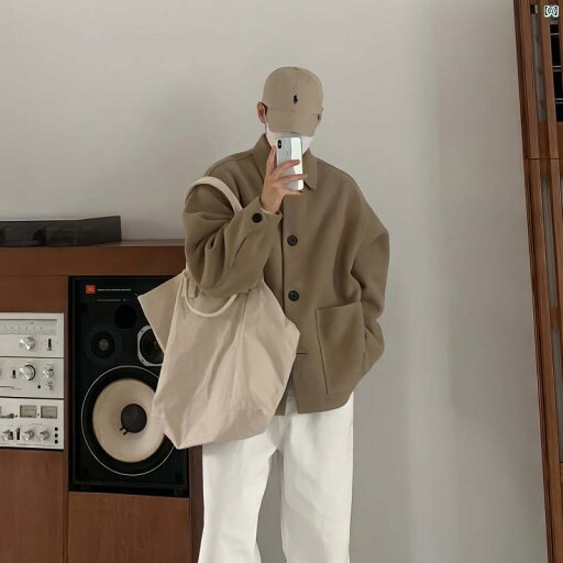 メンズ ファッション 韓国ファッション オシャレ 韓国 レトロ ショート ジャケット メンズ 春秋 ハイエンド イン ルース ウール メンズ ファッション 韓国ファッション オシャレ 韓国 レトロ ショート ジャケット メンズ 春秋 ハイエンド イン ルース ウール
