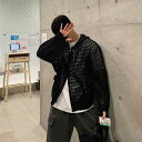 メンズ ファッション 韓国ファッション オシャレ 韓国 フード付き ニットカーディガン メンズ 春 クリーン フィット ハイエンド イン セーター ジャケット(4)