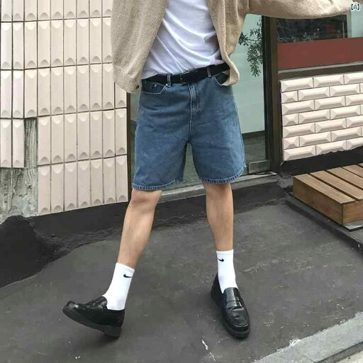 メンズ ファッション 韓国ファッション オシャレ 韓国 男子用 丈夫 ウォッシュド ストレート デニムショートパンツ 夏用 レトロ ワークウェア ワイド レッグ 五分丈 パンツ メンズ ファッション 韓国ファッション オシャレ 韓国 男子用 丈夫 ウォッシュド ストレート デニムショートパンツ 夏用 レトロ ワークウェア ワイド レッグ 五分丈 パンツ