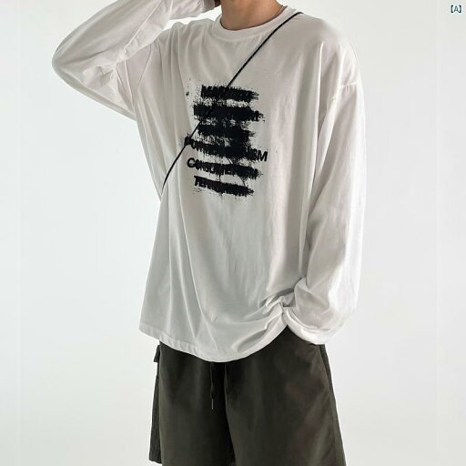 メンズ ファッション 韓国ファッション オシャレ 韓国 春秋 ラウンドネック 長袖 Tシャツ メンズ 薄手 レター プリント レトロ 男性 カジュアル トップ メンズ ファッション 韓国ファッション オシャレ 韓国 春秋 ラウンドネック 長袖 Tシャツ メンズ 薄手 レター プリント レトロ 男性 カジュアル トップ
