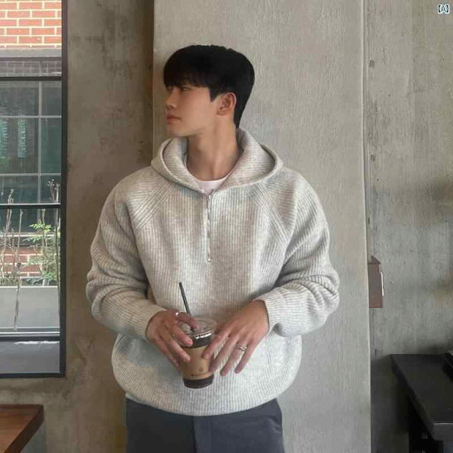 メンズ ファッション 韓国ファッション オシャレ 韓国 ハイエンド ハーフ ジップ フード付き セーター メンズ 春秋 厚手 ヘビー ジャケット メンズ ファッション 韓国ファッション オシャレ 韓国 ハイエンド ハーフ ジップ フード付き セーター メンズ 春秋 厚手 ヘビー ジャケット
