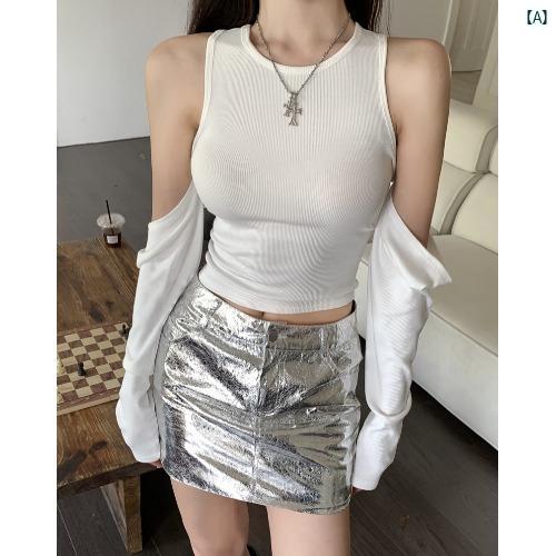 韓国ファッション シック スタイリッシュ ガール 魅惑的 オフショルダー 長袖 Tシャツ レディース 春 ハイウエスト ショート トップ シャツ 韓国ファッション シック スタイリッシュ ガール 魅惑的 オフショルダー 長袖 Tシャツ レディース 春 ハイウエスト ショート トップ シャツ