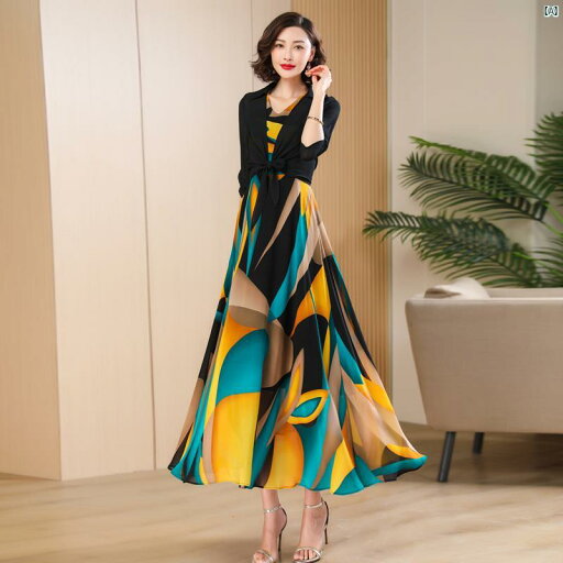 ドレス レディース 夏 ウエスト Vネック 花柄 シフォンスカート ノースリーブ 2点セット ロング スリム スカート ドレス レディース 夏 ウエスト Vネック 花柄 シフォンスカート ノースリーブ 2点セット ロング スリム スカート