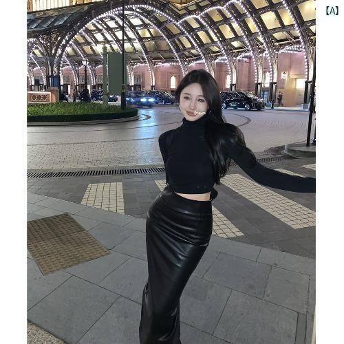 ブラック 高級感 スリム インナー ハイネック トップ 女帝 姉妹 スタイリッシュ ガール 半身 ヒップ ハグ レザースカート スーツ ブラック 高級感 スリム インナー ハイネック トップ 女帝 姉妹 スタイリッシュ ガール 半身 ヒップ ハグ レザースカート スーツ