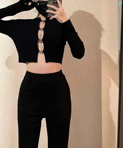 レディース ファッション オシャレ 前立て スタイリッシュ ガール セーター 秋冬 インナー レイヤリング シャツ ブラック 魅惑的 アウター トップ レディース ファッション オシャレ 前立て スタイリッシュ ガール セーター 秋冬 インナー レイヤリング シャツ ブラック 魅惑的 アウター トップ