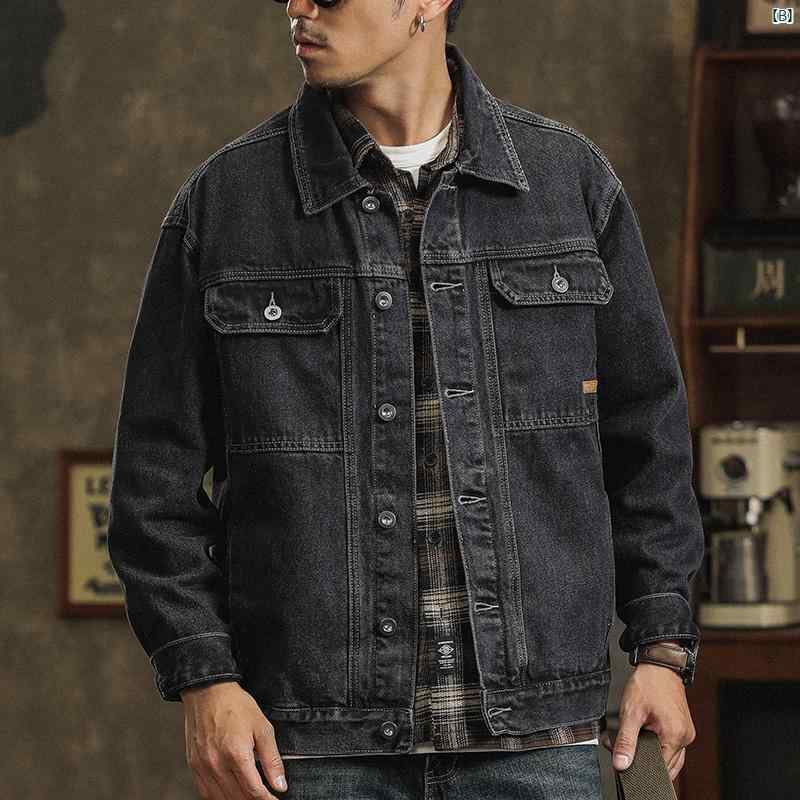 高級 デニムジャケット メンズ 春 レトロ 大きいサイズ ワークジャケット 秋 コート