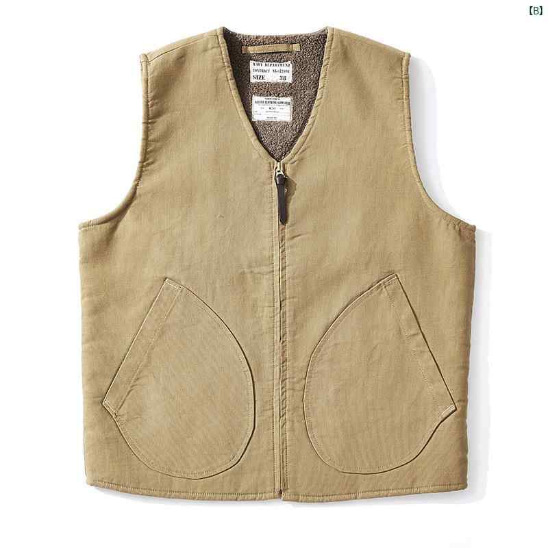 アメリカン ヘビーウェイト レトロ アミ カーキ ミリタリー ラム ベルベット メンズ 暖かい 珍しい 厚手 ウール ベスト グリーン