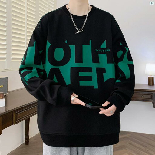 春秋 アメリカン メンズ スウェットシャツ プリント 長袖 Tシャツ ティーンエイジャー たり トップス 汎用性 ラウンドネック ど 春秋 アメリカン メンズ スウェットシャツ プリント 長袖 Tシャツ ティーンエイジャー たり トップス 汎用性 ラウンドネック ど