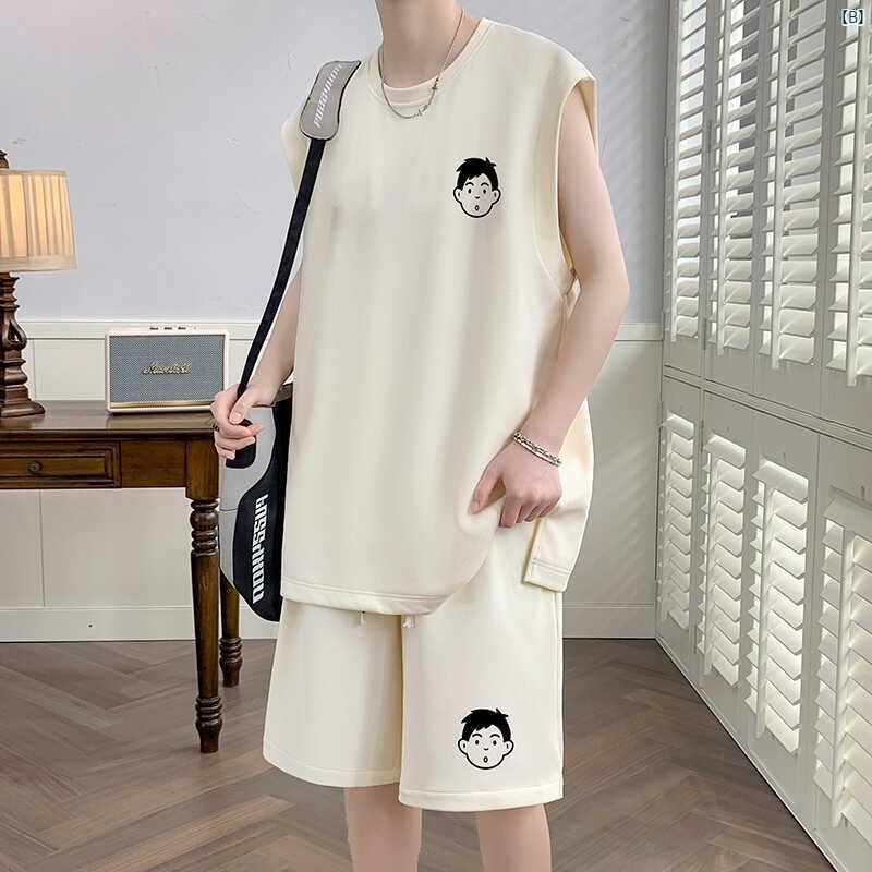 ベスト メンズ サマー ショート パンツ スポーツ スーツ 高校生用 ノースリーブ カジュアル バスケットボール ユニフォーム セット