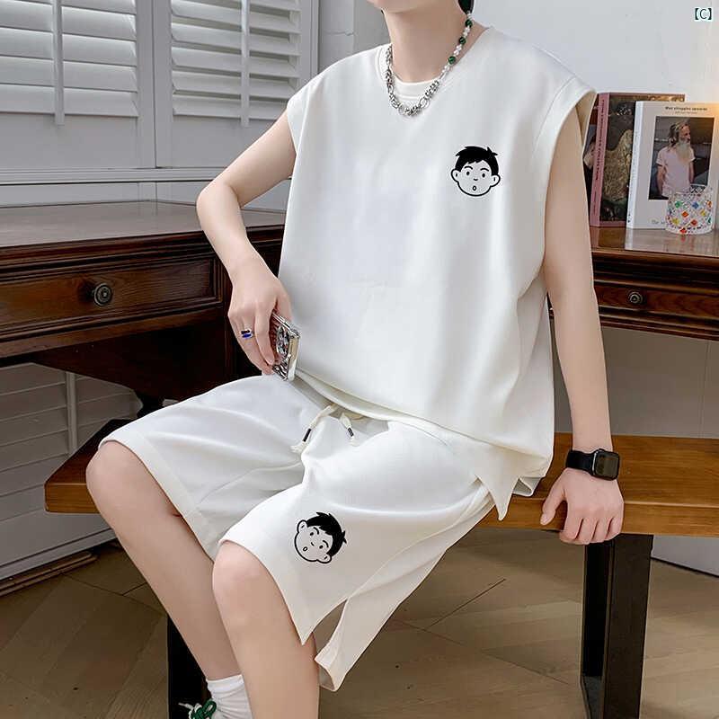 ベスト メンズ サマー ショート パンツ スポーツ スーツ 高校生用 ノースリーブ カジュアル バスケットボール ユニフォーム セット