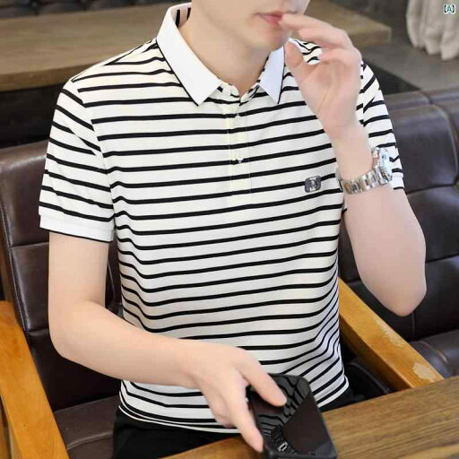 冷感 半袖 Tシャツ メンズ 夏 薄手 速乾 五分袖 高級 ストライプ ポロシャツ 冷感 半袖 Tシャツ メンズ 夏 薄手 速乾 五分袖 高級 ストライプ ポロシャツ