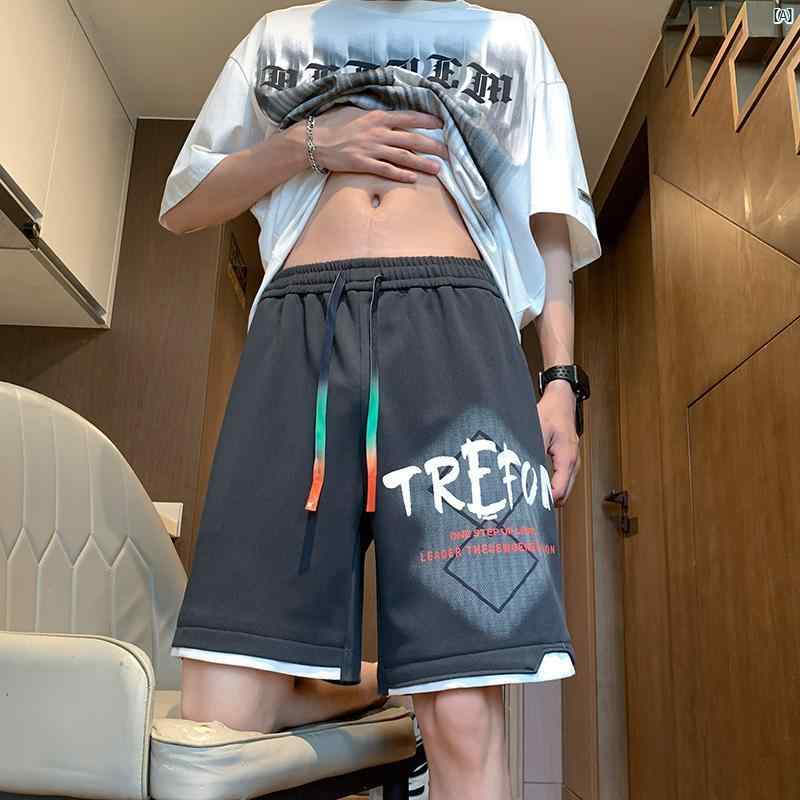 夏 メンズショート パンツ プリント カジュアル ティーンエイジャー メンズ 冷感 五分丈 ミディアム