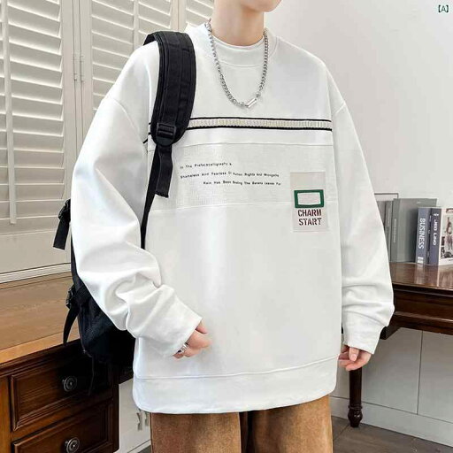 春秋 男性用 ラウンドネック スウェットシャツ プリント 長袖 Tシャツ トップス ティーンエイジャー カジュアル 春秋 男性用 ラウンドネック スウェットシャツ プリント 長袖 Tシャツ トップス ティーンエイジャー カジュアル