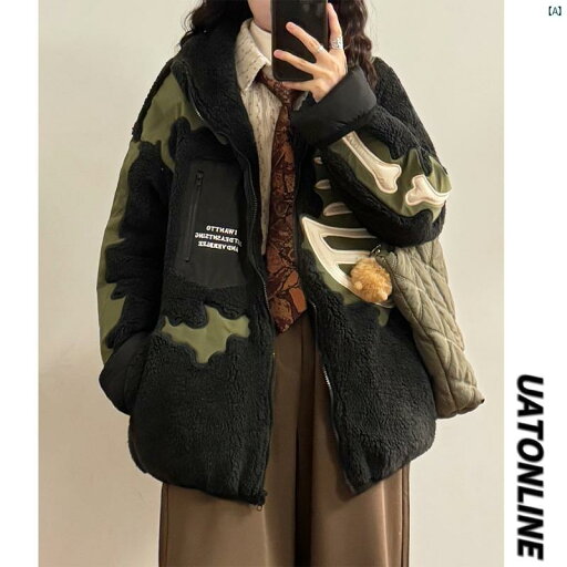 レディース ファッション レディース 大歳 おしゃれ 冬 アメリカン レトロ コントラスト ラム ベルベット スタンドカラー 厚手 ジャケット メンズレディース レディース ファッション レディース 大歳 おしゃれ 冬 アメリカン レトロ コントラスト ラム ベルベット スタンドカラー 厚手 ジャケット メンズレディース