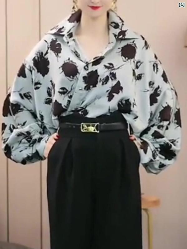 レディース ファッション　オシャレ　綺麗　大歳　上品 フランス ハイエンド プリント シャツ 夏 軽量 たり 風 トップのサムネイル