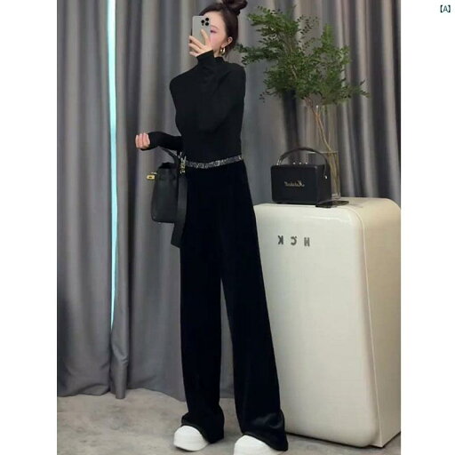 レディース ファッション オシャレ 綺麗 大歳 上品 冬服 ブラックゴールド ベルベット ワイド レッグ パンツ 厚手 小柄歳 ドレープ フロア レングス す レディース ファッション オシャレ 綺麗 大歳 上品 冬服 ブラックゴールド ベルベット ワイド レッグ パンツ 厚手 小柄歳 ドレープ フロア レングス す
