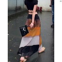 レディース ファッション オシャレ 綺麗 大歳 上品 フランス ファッション ハイエンド ユニーク シック カラー ブロック プリント スカート 夏 カジュアル ロング(4)