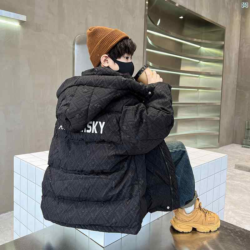 メンズ　ファッション　オシャレ　韓国 男子 冬 ダウン ジャケット 中型 大型 子供用 厚手 長い
