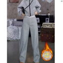 レディース ファッション オシャレ 綺麗 大歳 上品 秋冬 グレー ベルベット 厚手 カジュアル ワイド レッグ パンツ スリム スポーツ バナナ 鎌 スウェットパンツ(4)