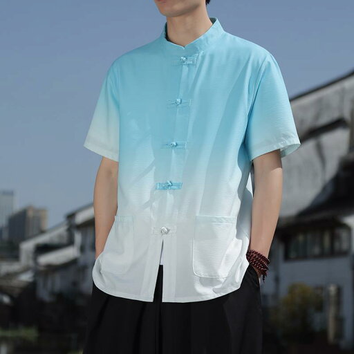 メンズ ファッション オシャレ 海外風 色 変わる 冷感 半袖 シャツ メンズ 夏 薄手 ジャケット 中華風 ボタン トップ メンズ ファッション オシャレ 海外風 色 変わる 冷感 半袖 シャツ メンズ 夏 薄手 ジャケット 中華風 ボタン トップ