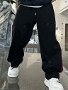 メンズ ファッション オシャレ 韓国 アメリカン レトロ 三 ストライプス スウェットパンツ メンズ 秋 カジュアル フロアレングス パンツ ネット ストレート(4)