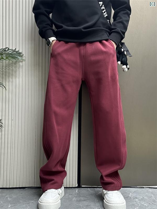 メンズ　ファッション　オシャレ　韓国 秋冬 メンズ アメリカン レトロ サイドストライプ カジュアル パンツ ストレート ワイド レッグ ストリート ヒップ ホップ スウェットパンツ