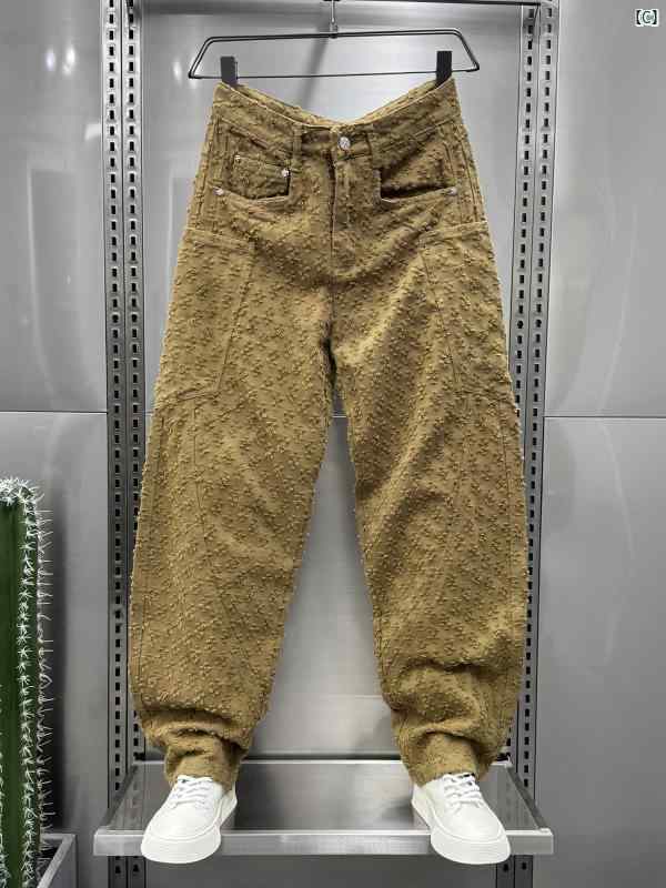 メンズ　ファッション　オシャレ　韓国 シミター カジュアル パンツ 秋冬 ジャガード ワイド レッグ オーバー オール