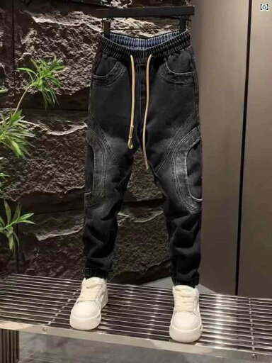 メンズ ファッション オシャレ 韓国 メンズパンツ 秋冬 ウォッシュ ホワイト スプライシング ジーンズ ストリート レッグ タイ カジュアル パンツ メンズ ファッション オシャレ 韓国 メンズパンツ 秋冬 ウォッシュ ホワイト スプライシング ジーンズ ストリート レッグ タイ カジュアル パンツ