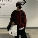 メンズ ファッション 韓国ファッション オシャレ 海外風 秋新 ラウンドネック セーター メンズ バーガンディ 春秋 ニット ボトム シャツ トップ カジュアル ジャケット