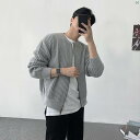 メンズ ファッション 韓国ファッション オシャレ 海外風 秋 メンズ ラウンドネック ジッパー セーター カジュアル 韓国 ソリッドカラー ニット カーディガンジャケット(4)