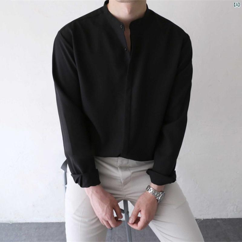 メンズ　ファッション　韓国ファッション　オシャレ　海外風 男性用 夏 長袖 シャツ 高級 フランス製 夏用 薄手 カジュアル