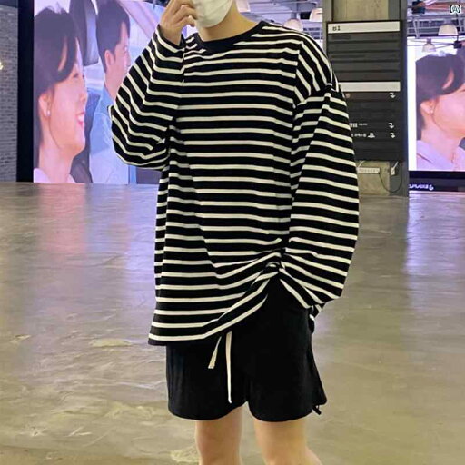 メンズ ファッション 韓国ファッション オシャレ 海外風 長袖 Tシャツ メンズ ハイエンド ボトム シャツ 春秋 カジュアル ストライプ トップス イン ファッション メンズ ファッション 韓国ファッション オシャレ 海外風 長袖 Tシャツ メンズ ハイエンド ボトム シャツ 春秋 カジュアル ストライプ トップス イン ファッション