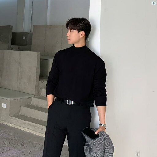 メンズ ファッション 韓国ファッション オシャレ 海外風 初秋 男性用 ブラック ハーフ タートルネック 長袖 Tシャツ ハイエンド シンプル トップス 軽量大歳っぽい ボトム シャツ メンズ ファッション 韓国ファッション オシャレ 海外風 初秋 男性用 ブラック ハーフ タートルネック 長袖 Tシャツ ハイエンド シンプル トップス 軽量大歳っぽい ボトム シャツ