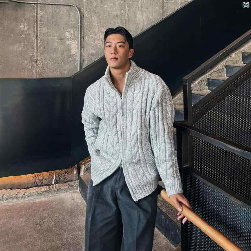 メンズ ファッション 韓国ファッション オシャレ 海外風 グレー スタンドカラー ジッパー カーディガン セーター 男性用 秋冬 厚手 カジュアル ジャケット メンズ ファッション 韓国ファッション オシャレ 海外風 グレー スタンドカラー ジッパー カーディガン セーター 男性用 秋冬 厚手 カジュアル ジャケット