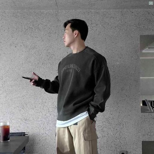 メンズ ファッション 韓国ファッション オシャレ 海外風 アメリカン ヘビーウェイト 長袖 ラウンドネック スウェットシャツ 男子用 春秋 レター 刺繍 ステッチ ウォッシュ 加工 トップ メンズ ファッション 韓国ファッション オシャレ 海外風 アメリカン ヘビーウェイト 長袖 ラウンドネック スウェットシャツ 男子用 春秋 レター 刺繍 ステッチ ウォッシュ 加工 トップ