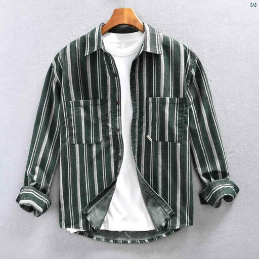 メンズ ファッション 韓国ファッション オシャレ 韓国 製 厚手 レトロ ストライプ 長袖 シャツ メンズ 春秋 トップス カジュアル ジャケット メンズ ファッション 韓国ファッション オシャレ 韓国 製 厚手 レトロ ストライプ 長袖 シャツ メンズ 春秋 トップス カジュアル ジャケット